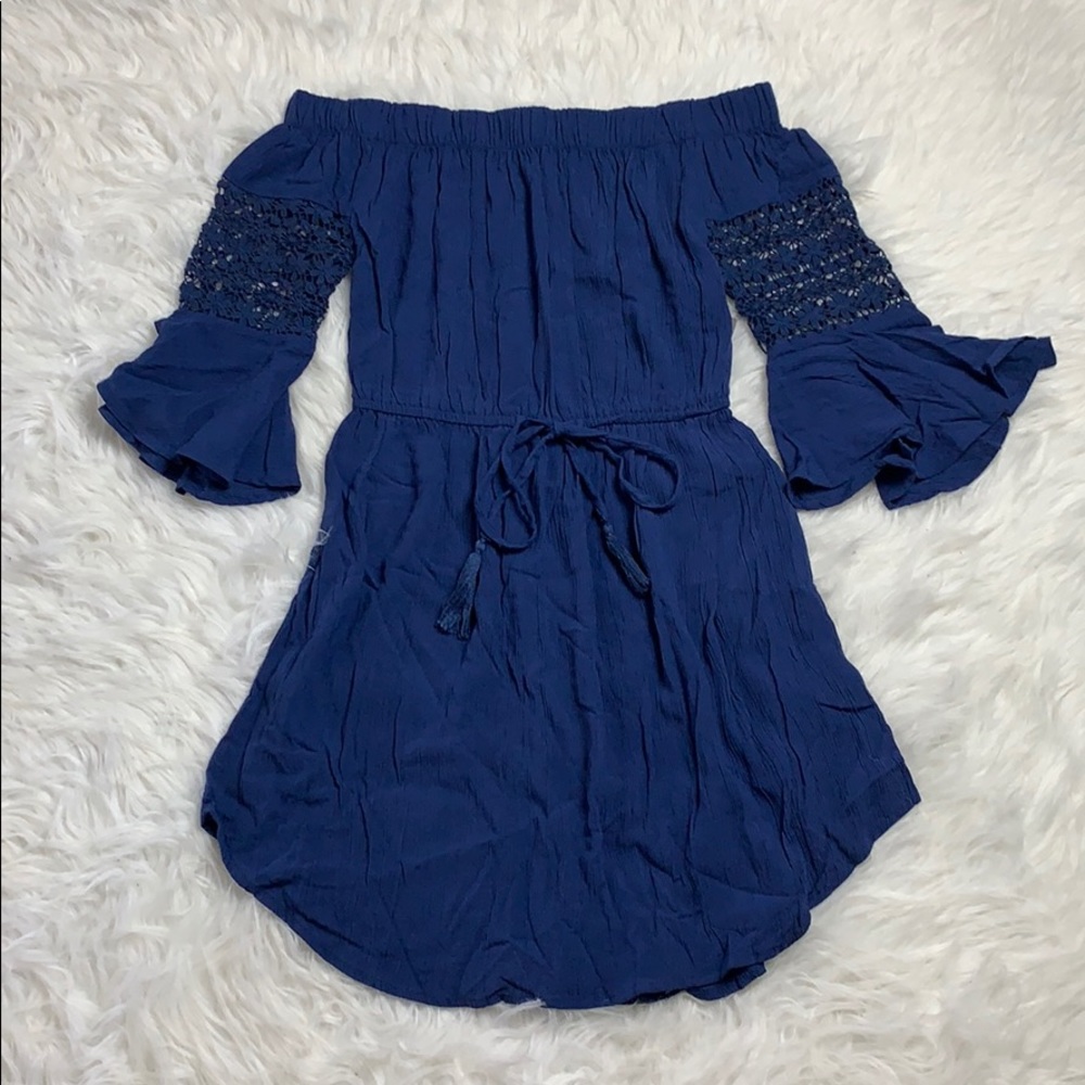 Blue off the shoulder dress